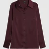 Red Satin Long Sleeve Slim Fit Shirt