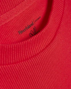 Red Short Sleeve Fitted Ribbed Top