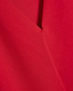 Red Short Sleeve Tape Detail V Neck Top