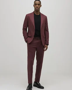 Red Skinny Fit Stretch Textured Suit Trousers