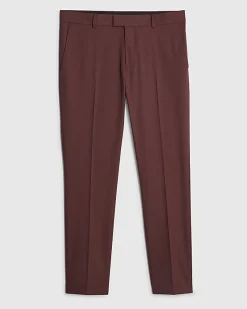 Red Skinny Fit Stretch Textured Suit Trousers