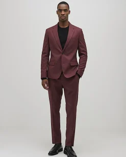 Red Skinny Fit Stretch Textured Suit Jacket