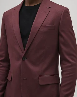 Red Skinny Fit Stretch Textured Suit Jacket