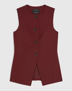 Red Sleeveless Button Detail Waistcoat
