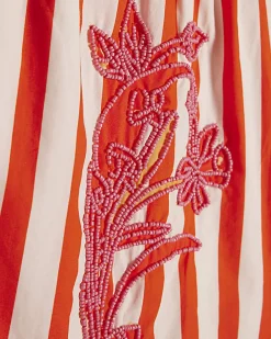Red Stripe Beaded Shorts