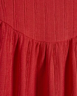 Red Textured Midi Dress