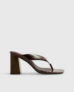 Red Toe Thong Heeled Sandals