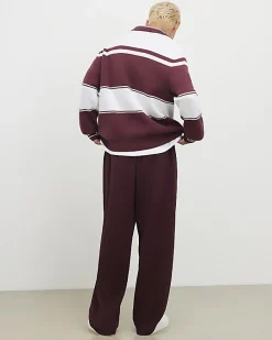 Red Wide Leg Twill Joggers