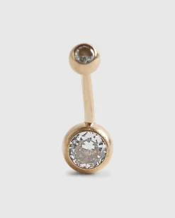 Rose Gold Diamante Belly Bar