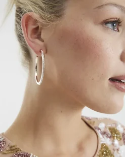 Rose Gold Diamante Hoop Earrings