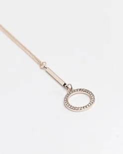 Rose gold diamante pendant necklace