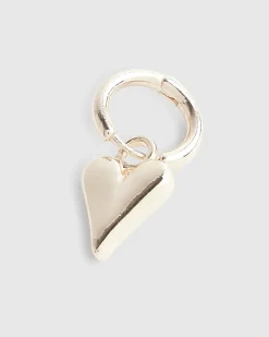 Rose Gold Heart Drop Hoop Earrings