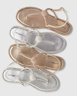 Rose Gold Leather Embellished Sandals