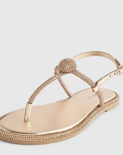 Rose Gold Leather Embellished Sandals