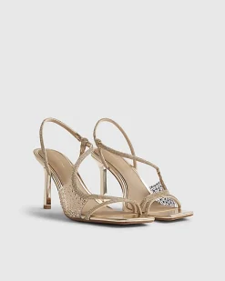 Rose Gold Perspex Diamante Sandals