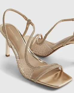 Rose Gold Wide Fit Perspex Diamante Heels