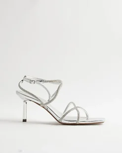 Silver Diamante Heeled Sandals
