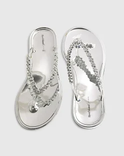 Silver Diamante Toe Thong Jelly Flip Flops