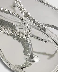 Silver Diamante Toe Thong Jelly Flip Flops
