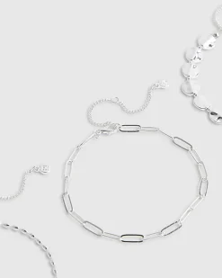 Silver Disc Anklet 3 Pack