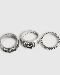 Silver Evil Eye Ring Pack Of 3