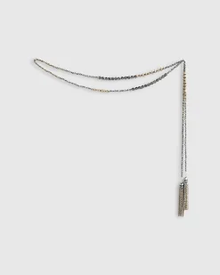 Silver Mixed Metal Beaded Belt