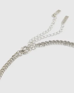 Silver Mixed Metal Cross Necklace