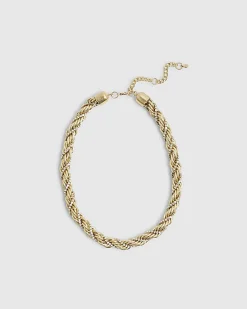 Silver Mixed Metal Twist Rope Collar Necklace