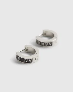 Silver Numerals Hoop Earrings