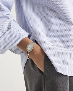 Silver Skinny Strap Oval Watch