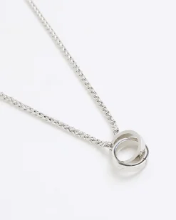 Silver Stainless Steel Circular Necklace