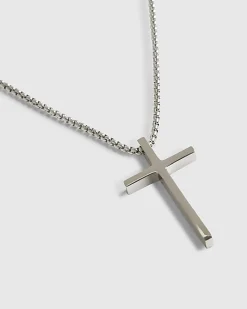 Silver Steel Cross Necklace