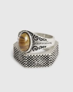 Silver Stone And Hexagon Rings 2 Pack