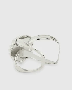 Silver textured shell cuff bracelet