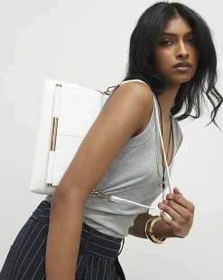 White Bar Front Clutch Bag