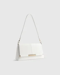 White Bar Front Clutch Bag