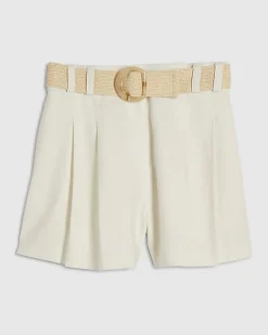 White Belted Shorts