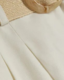 White Belted Shorts