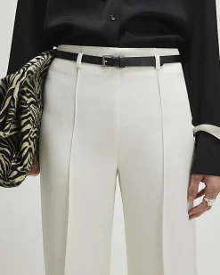 White Belted Straight Leg Trousers
