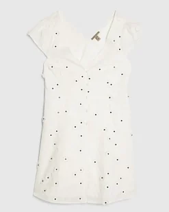 White Boutique 3D Flower Mini Dress