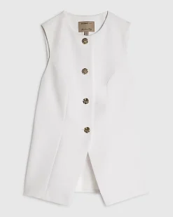 White Button Detail Waistcoat