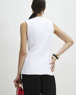 White Button Detail Waistcoat