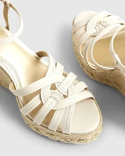 White Caged Wedge Heel Sandals
