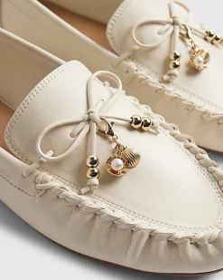 White Charm Bow Loafers