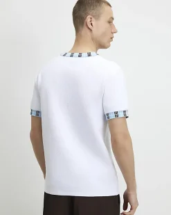 White Check Collar Knitted T-Shirt