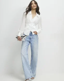 White Corset Detail Blouse