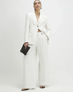 White Cotton Cinched Blazer