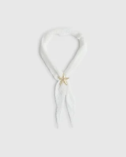 White Crochet Starfish Scarf