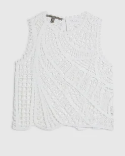 White Crochet Stitch Tank Top