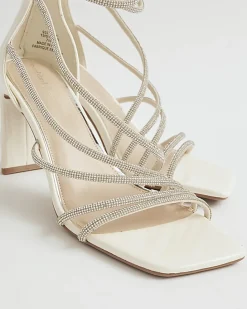 White Diamante Strappy Heeled Sandals